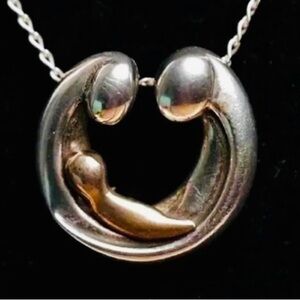 Vintage 1950s Sterling Silver Modernist Abstract Pendant Necklace